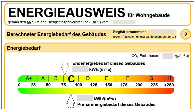Beispiel eines Energieausweis der bei uns online erstellt wird
